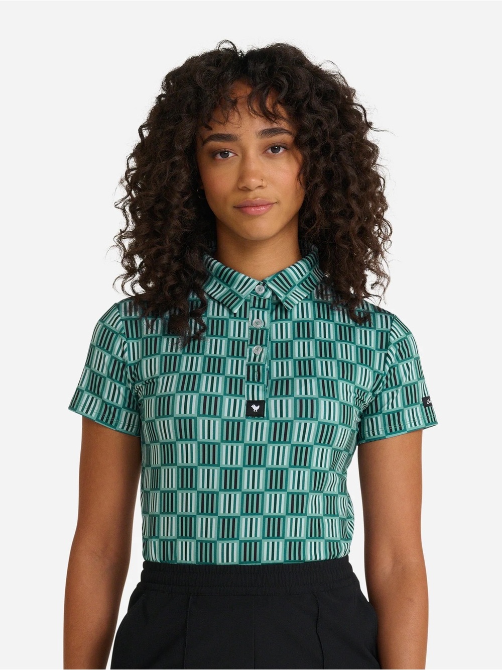 Bad Birdie Green's In Reg Performance Golf Polo Size Geometric Stripe UPF 50 - M